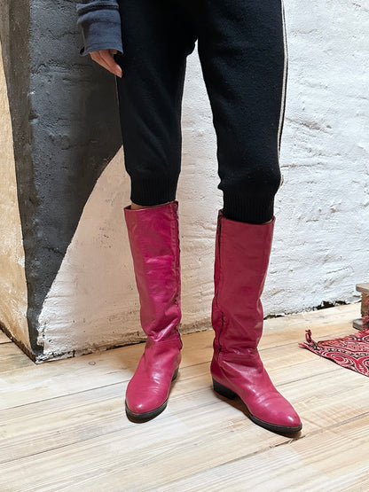 Italy magenta leather boots - 40