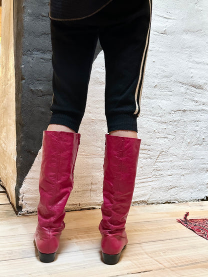 Italy magenta leather boots - 40