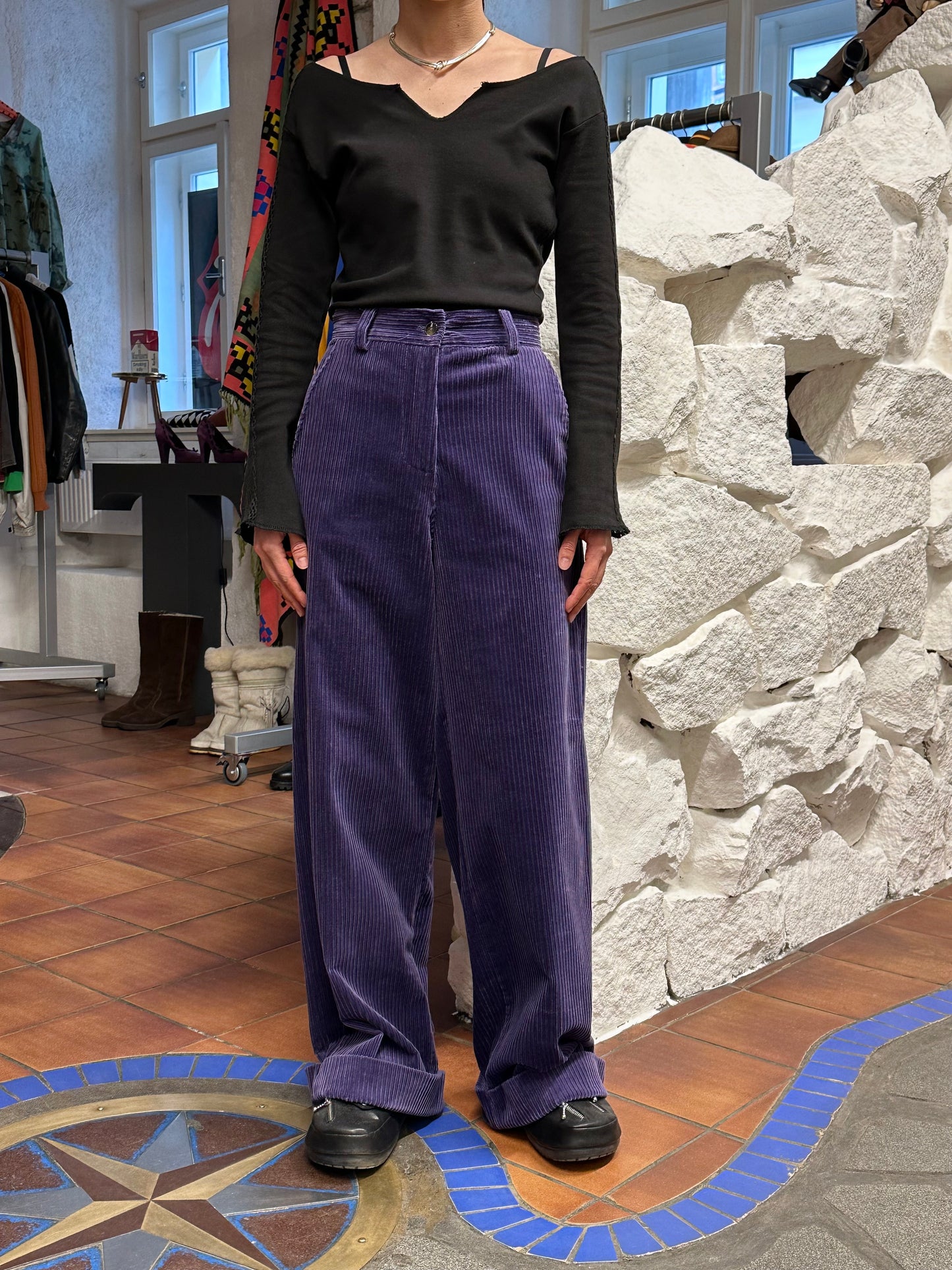 Italy purple cords wide trouser