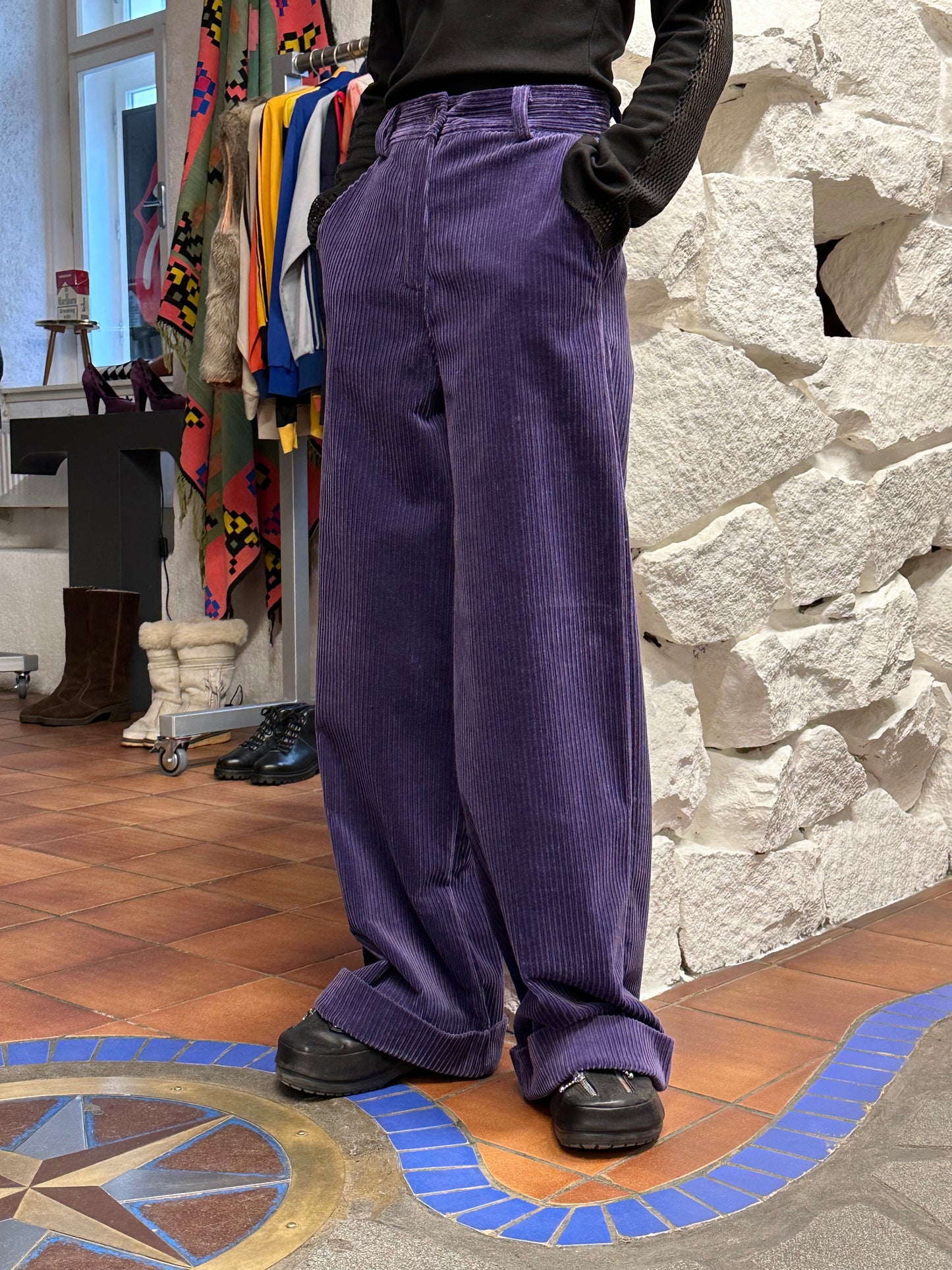 Italy purple cords wide trouser