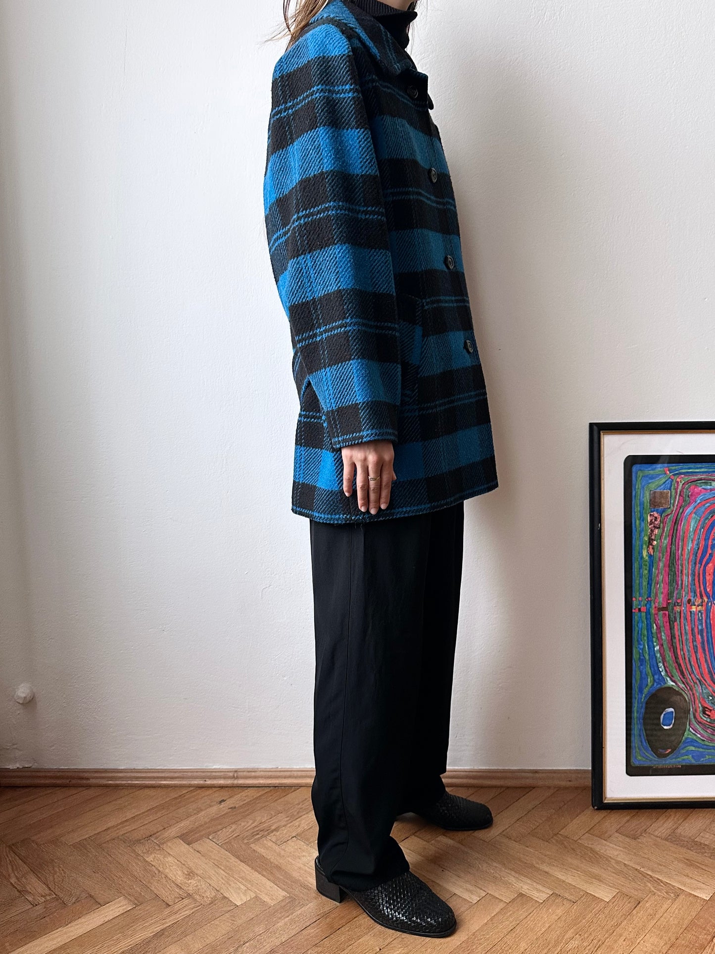1980s VEB plaid wool coat