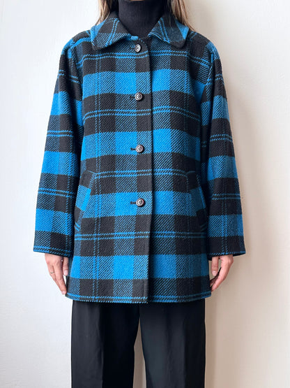 プラハ ヴィンテージ 古着 チェコ 古着屋 ヴィンテージストア ヴィンテージショップ アンティーク アンティークストア アンティークショップ チェック ステンカラー コート ジャケット プレイド チェック柄 ウール