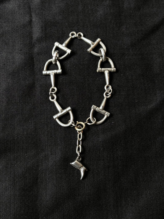 French metal horsebit with riding boots charm