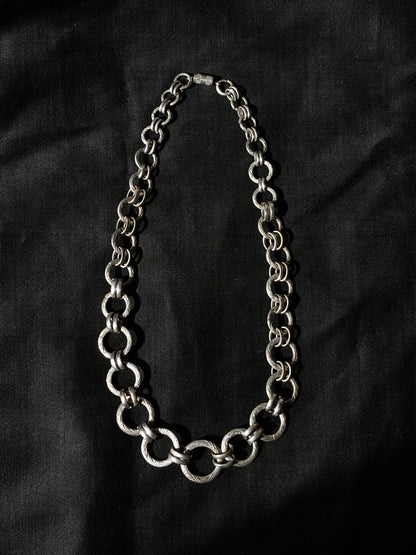French metal hand graved chain necklace