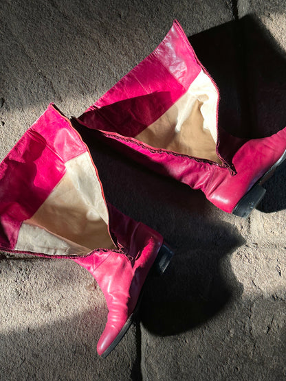 Italy magenta leather boots - 40