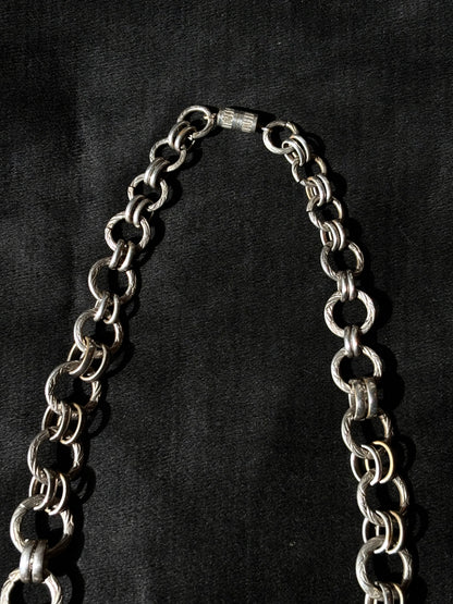 French metal hand graved chain necklace