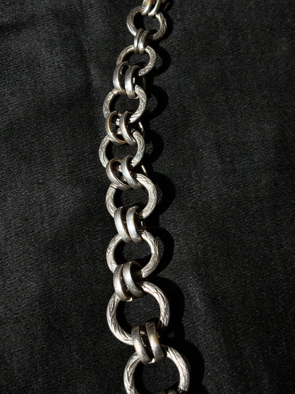 French metal hand graved chain necklace