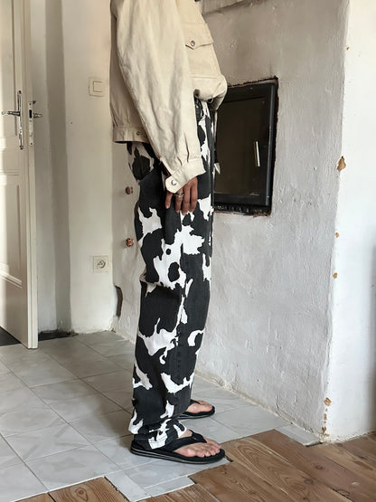 90s cow print cotton trouser, 5 pockets W33