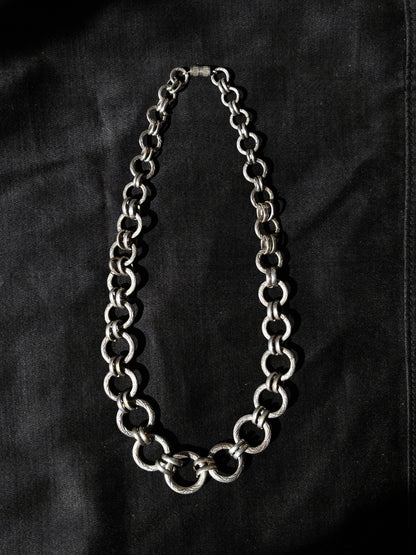 French metal hand graved chain necklace