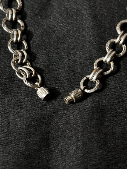French metal hand graved chain necklace