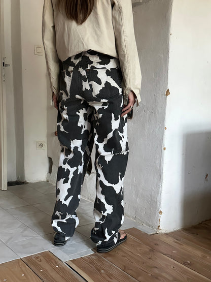 90s cow print cotton trouser, 5 pockets W33