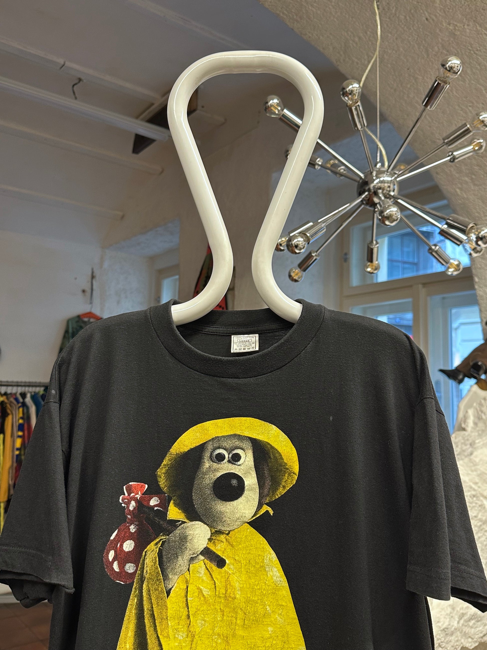 1989 Wallace & Gromit 80年代 80's Vintage T-shirt Tee Tシャツ ヴィンテージ Toto Praha Prague 古着屋 Vintage store Vintage clothing プラハ 古着 グルミット 黒T