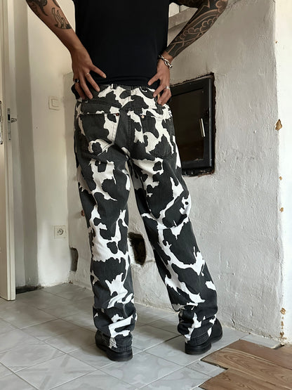90s cow print cotton trouser, 5 pockets W33