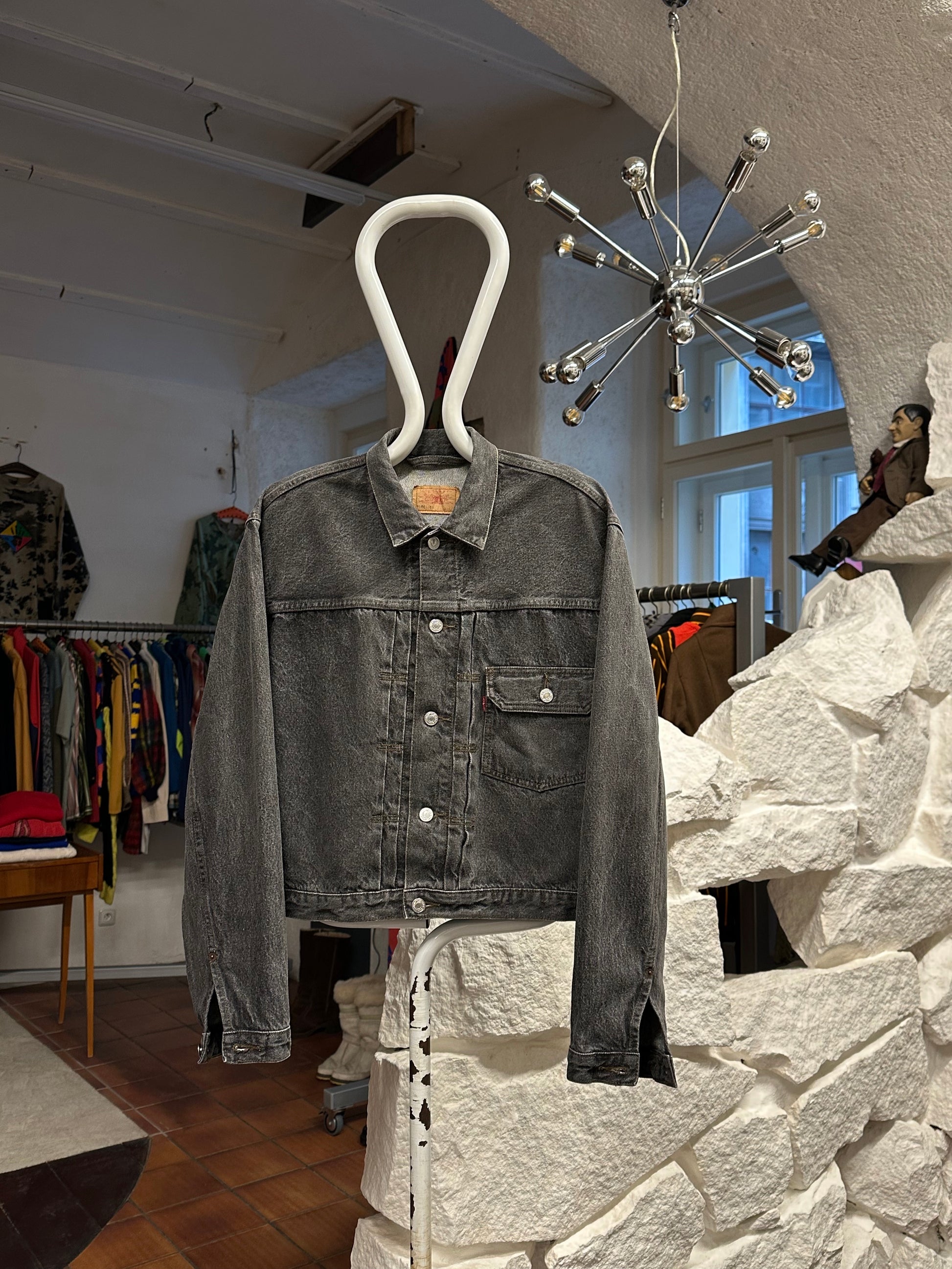 Levi's 70501 01 Type 1st Europe ヨーロッパ企画 リーバイス  1980's 88's 80年代 Black denim ファースト Gジャン Vintage ヴィンテージ Toto Praha Prague Vintage store 古着屋 古着 Vintage clothing ユーロ古着 ヨーロッパ古着 レア ブラックデニム 