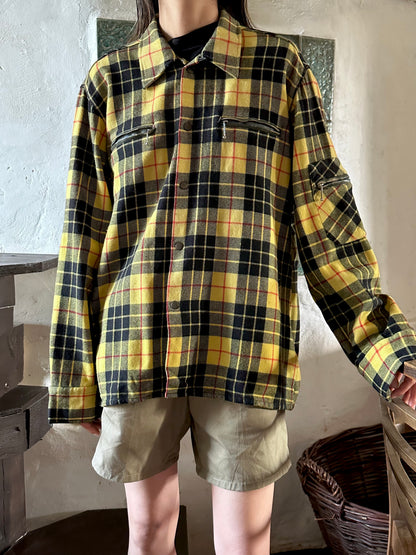 Italy plaid shirt with 3 pockets