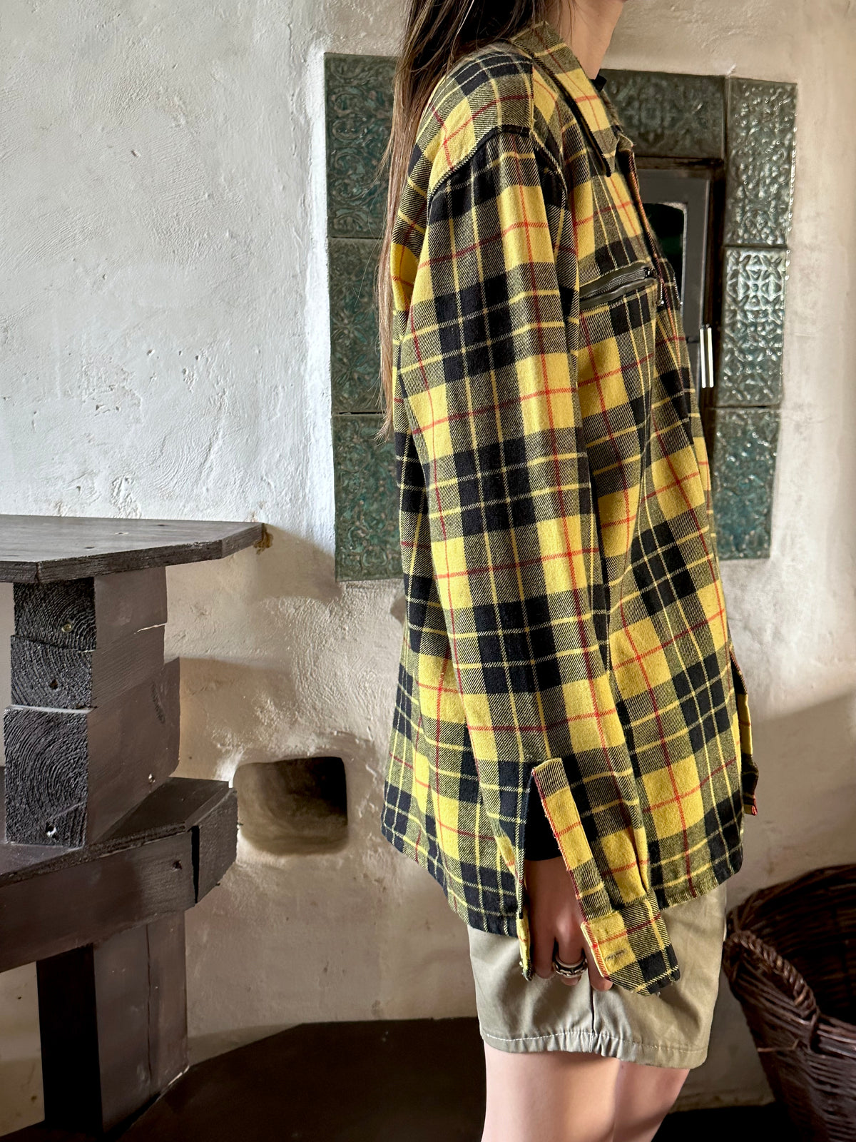 Italy plaid shirt with 3 pockets
