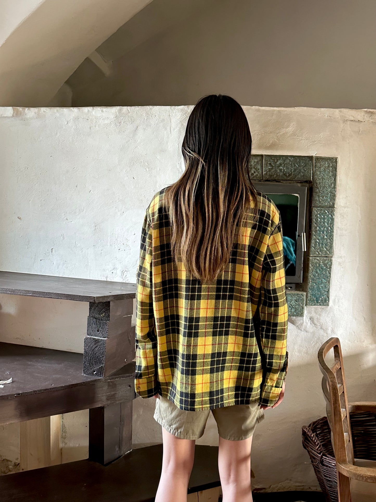 Italy plaid shirt with 3 pockets