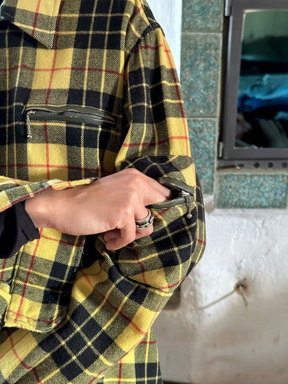 Italy plaid shirt with 3 pockets