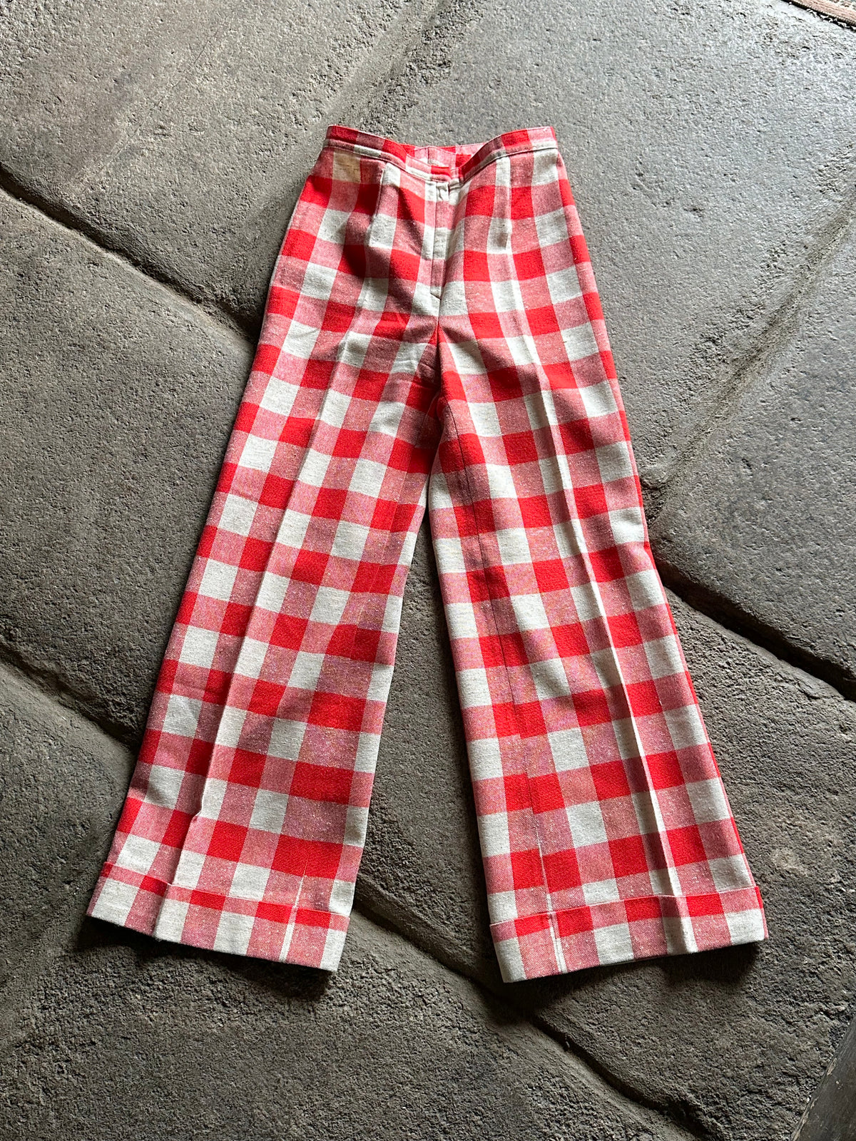 1970s deadstock gingham plaid trouser W28