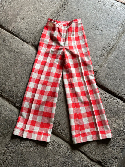 1970s deadstock gingham plaid trouser W28