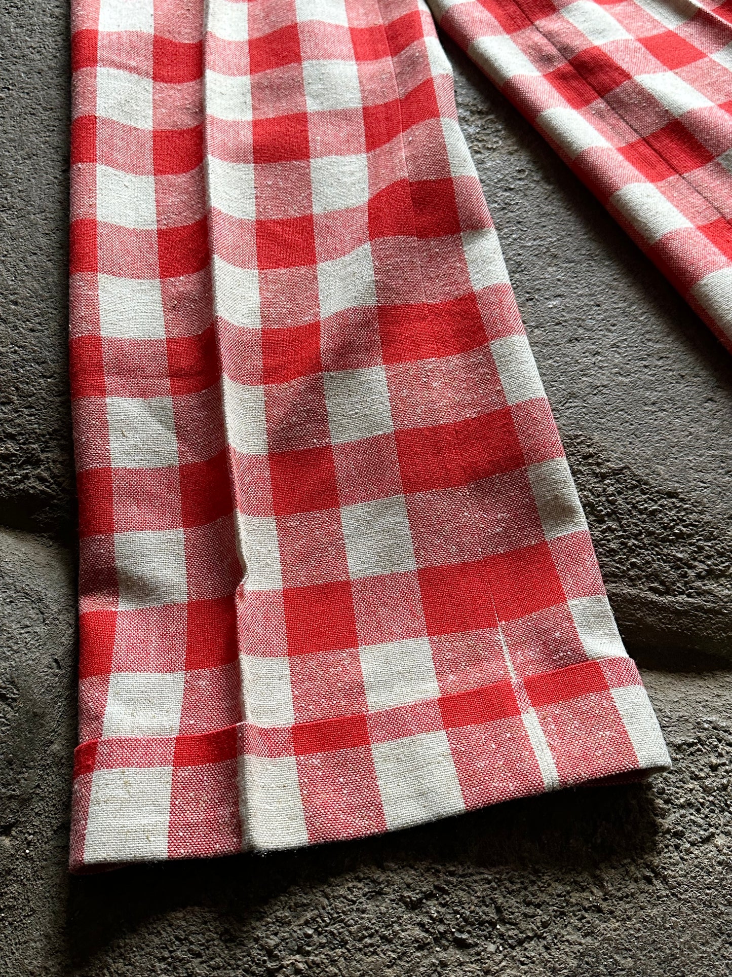 1970s deadstock gingham plaid trouser W28