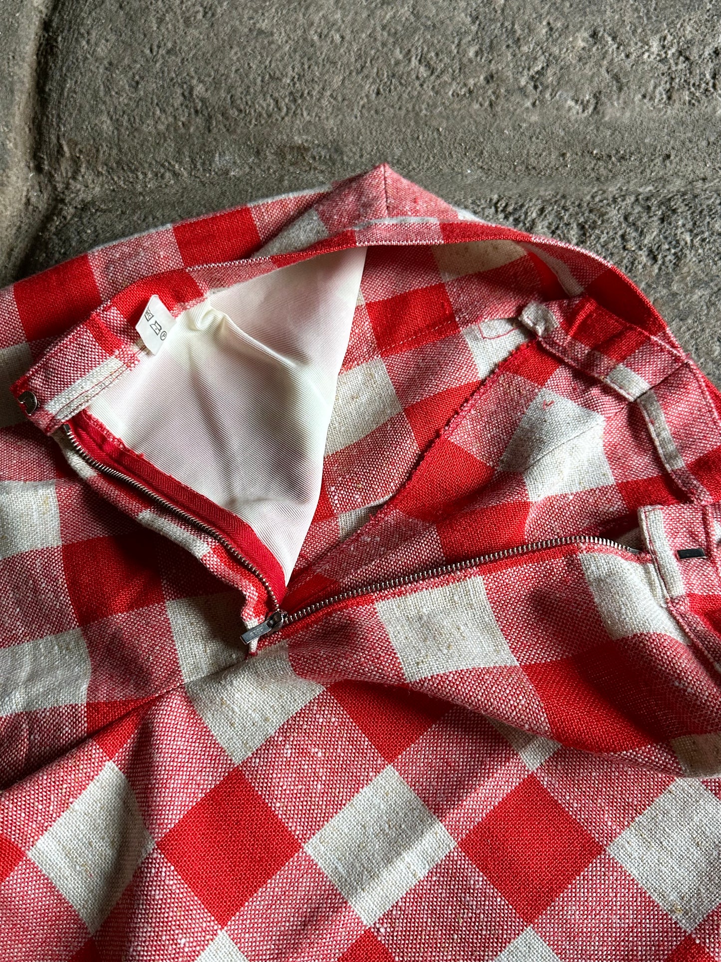 1970s deadstock gingham plaid trouser W28