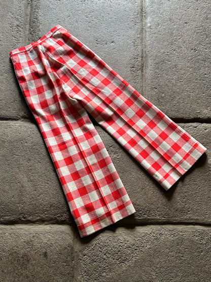 1970s deadstock gingham plaid trouser W28