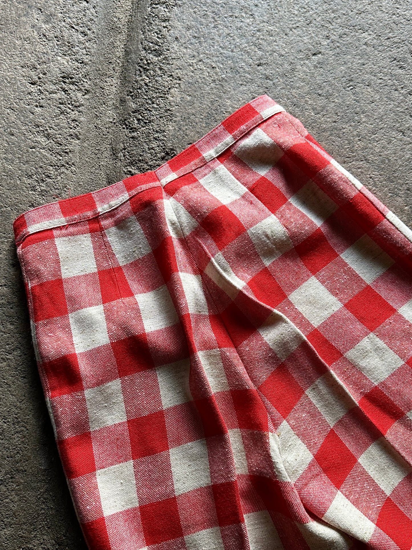 1970s deadstock gingham plaid trouser W28