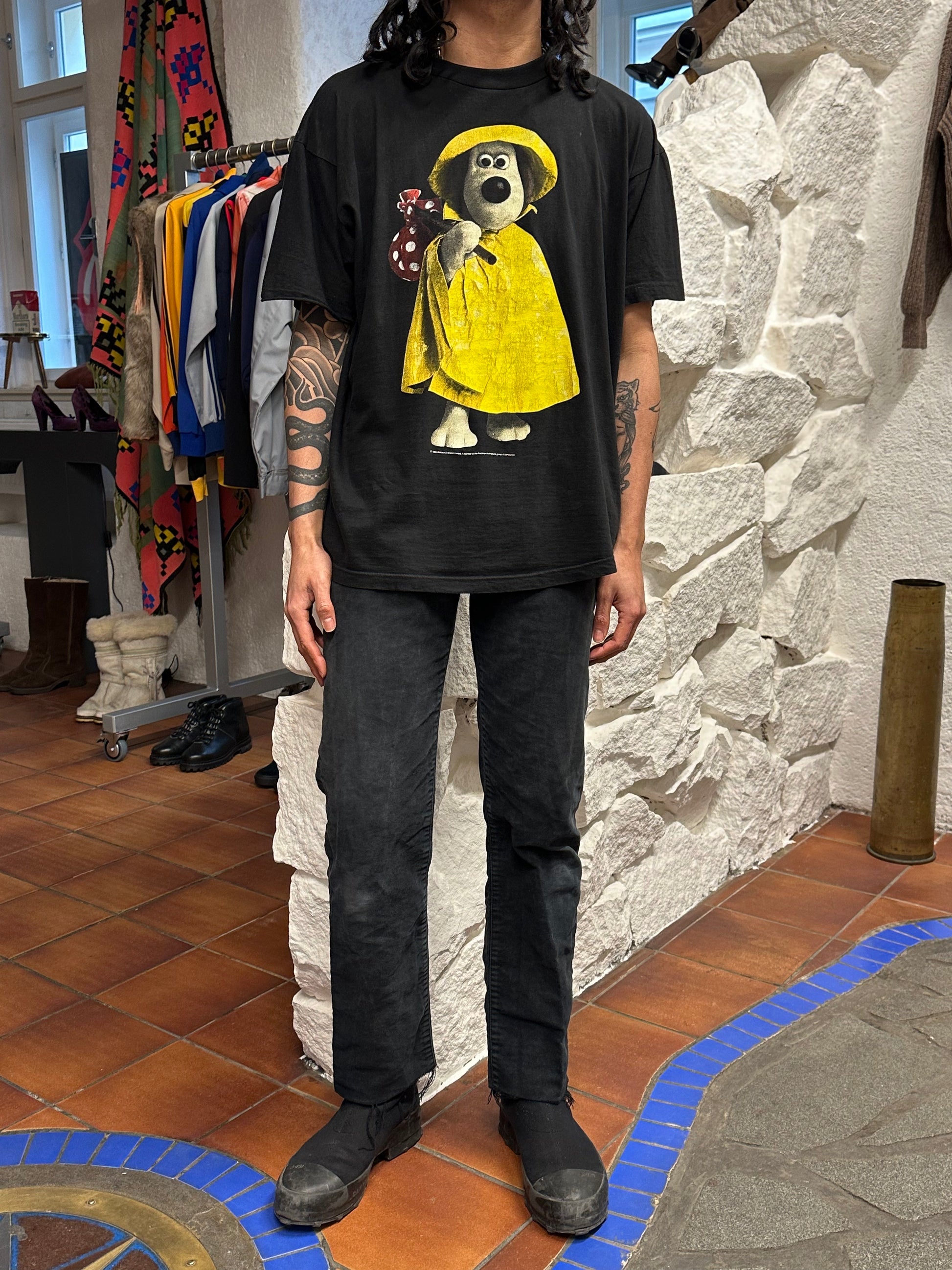 1989 Wallace & Gromit 80年代 80's Vintage T-shirt Tee Tシャツ ヴィンテージ Toto Praha Prague 古着屋 Vintage store Vintage clothing プラハ 古着 グルミット 黒T 