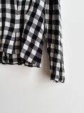 80s France gingham plaid with china button blouse