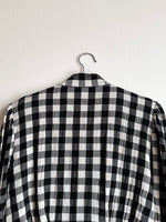 80s France gingham plaid with china button blouse