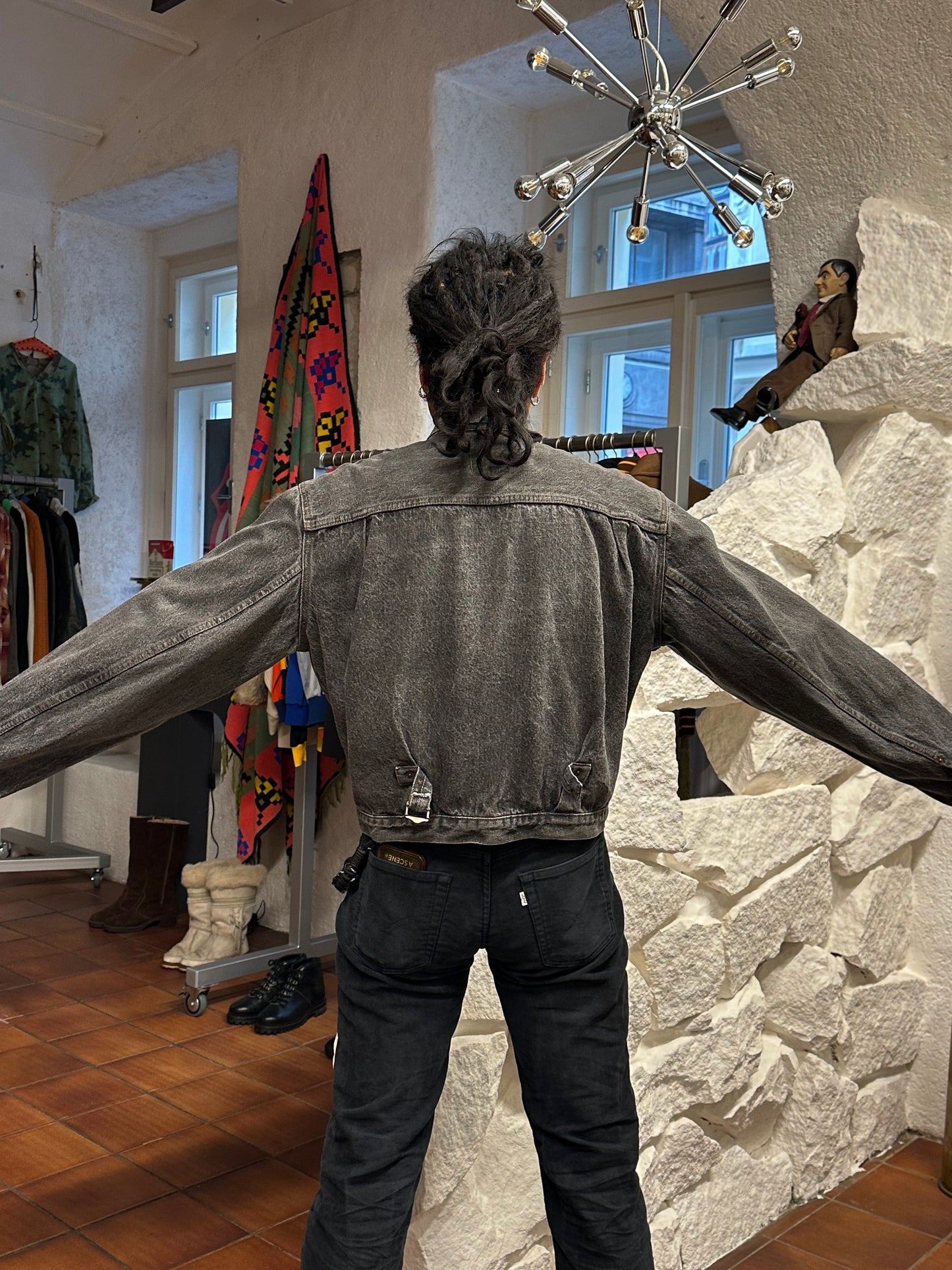 Levi's 70501 01 Type 1st Europe ヨーロッパ企画 リーバイス  1980's 88's 80年代 Black denim ファースト Gジャン Vintage ヴィンテージ Toto Praha Prague Vintage store 古着屋 古着 Vintage clothing ユーロ古着 ヨーロッパ古着 レア ブラックデニム 