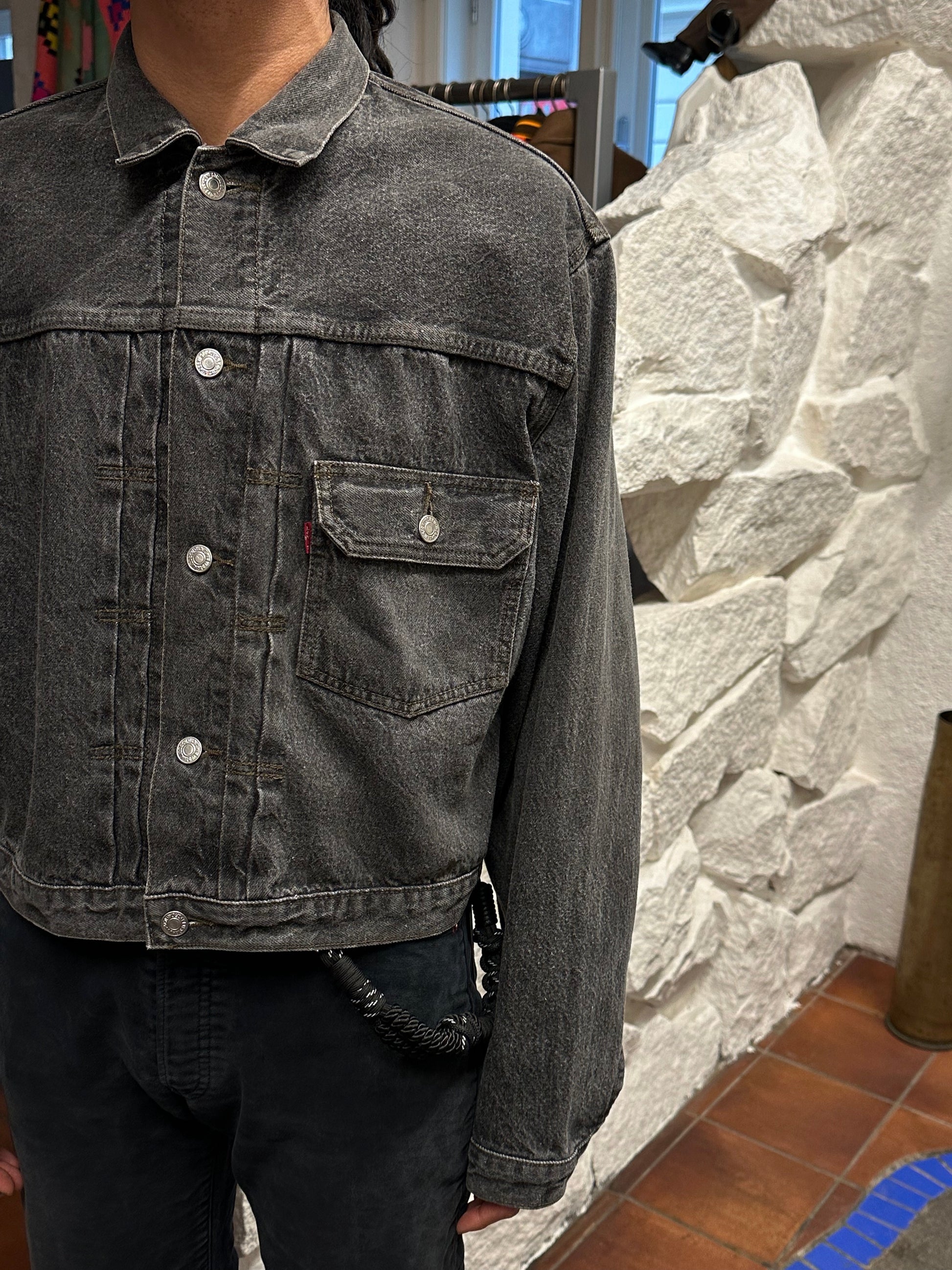 Levi's 70501 01 Type 1st Europe ヨーロッパ企画 リーバイス  1980's 88's 80年代 Black denim ファースト Gジャン Vintage ヴィンテージ Toto Praha Prague Vintage store 古着屋 古着 Vintage clothing ユーロ古着 ヨーロッパ古着 レア ブラックデニム 