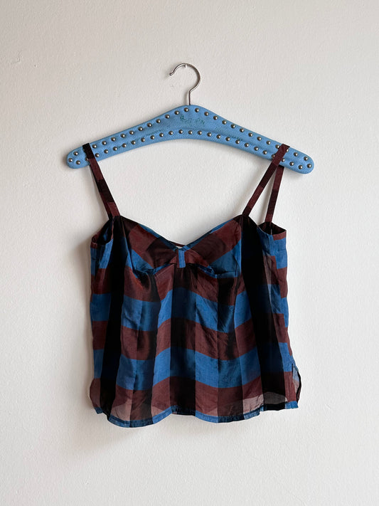 1970s Paris made sheer plaid camisole