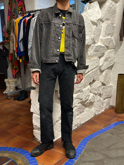 Levi's 70501 01 Type 1st Europe ヨーロッパ企画 リーバイス  1980's 88's 80年代 Black denim ファースト Gジャン Vintage ヴィンテージ Toto Praha Prague Vintage store 古着屋 古着 Vintage clothing ユーロ古着 ヨーロッパ古着 レア ブラックデニム 