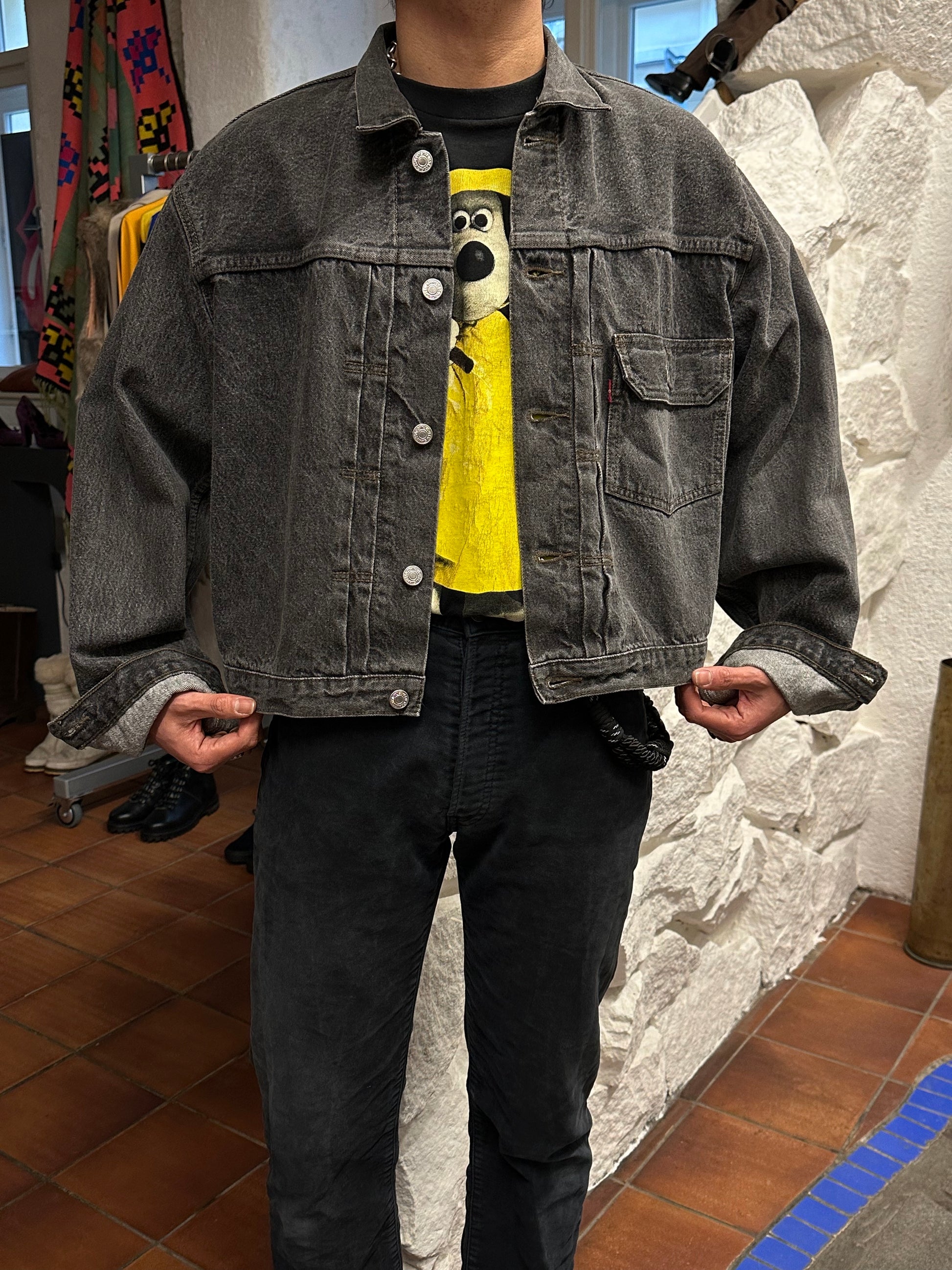 Levi's 70501 01 Type 1st Europe ヨーロッパ企画 リーバイス  1980's 88's 80年代 Black denim ファースト Gジャン Vintage ヴィンテージ Toto Praha Prague Vintage store 古着屋 古着 Vintage clothing ユーロ古着 ヨーロッパ古着 レア ブラックデニム 