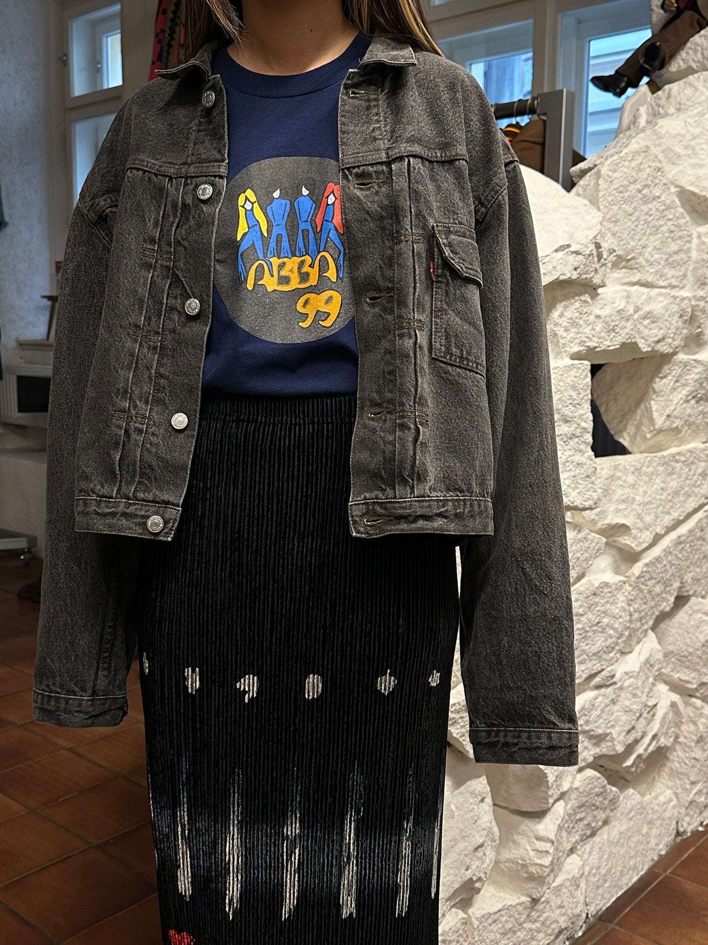 Levi's 70501 01 Type 1st Europe ヨーロッパ企画 リーバイス  1980's 88's 80年代 Black denim ファースト Gジャン Vintage ヴィンテージ Toto Praha Prague Vintage store 古着屋 古着 Vintage clothing ユーロ古着 ヨーロッパ古着 レア ブラックデニム 