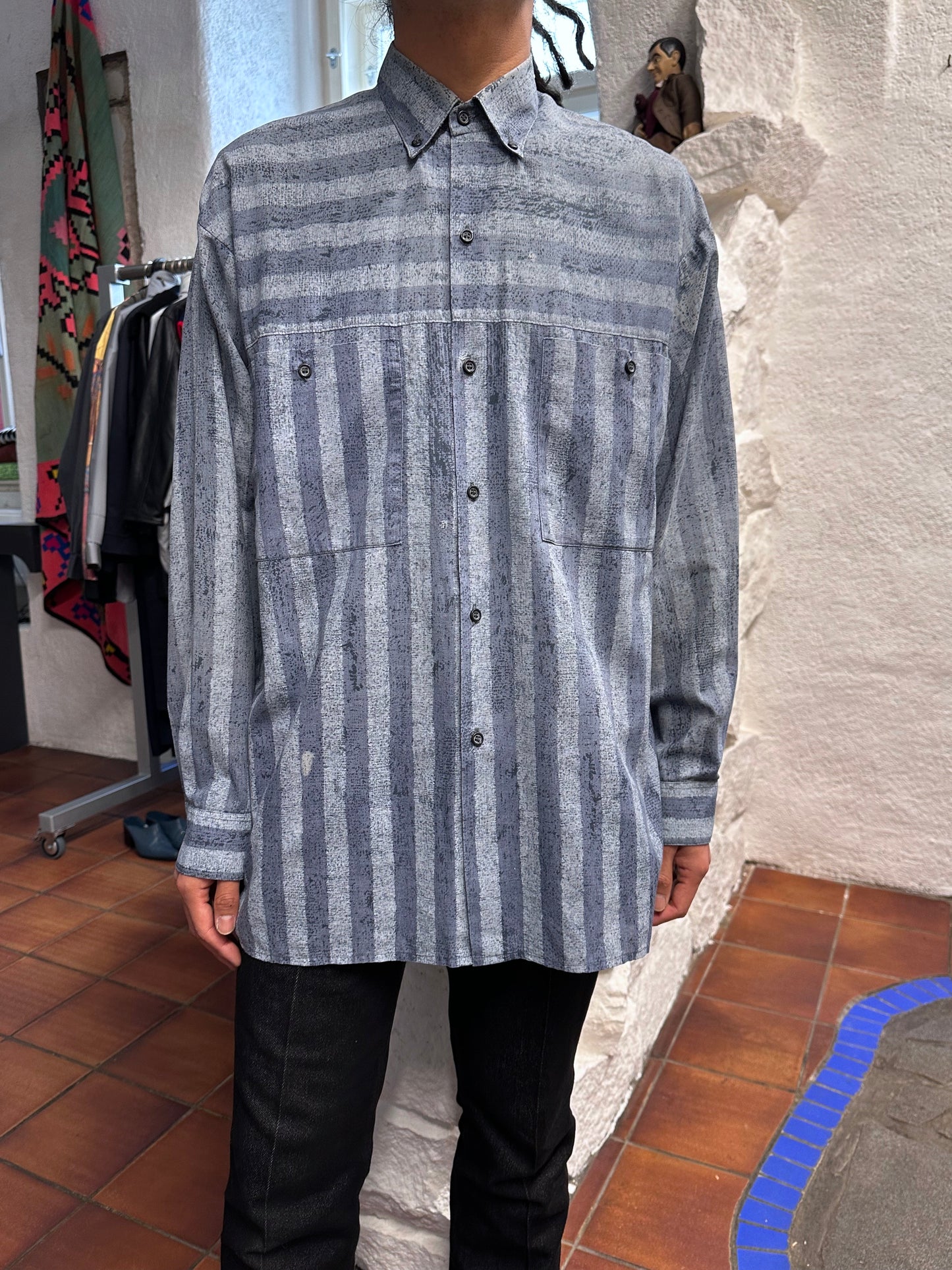 80s German striped shirt