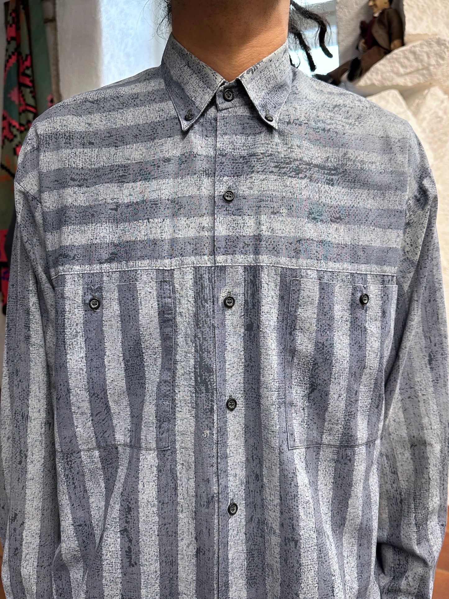 80s German striped shirt