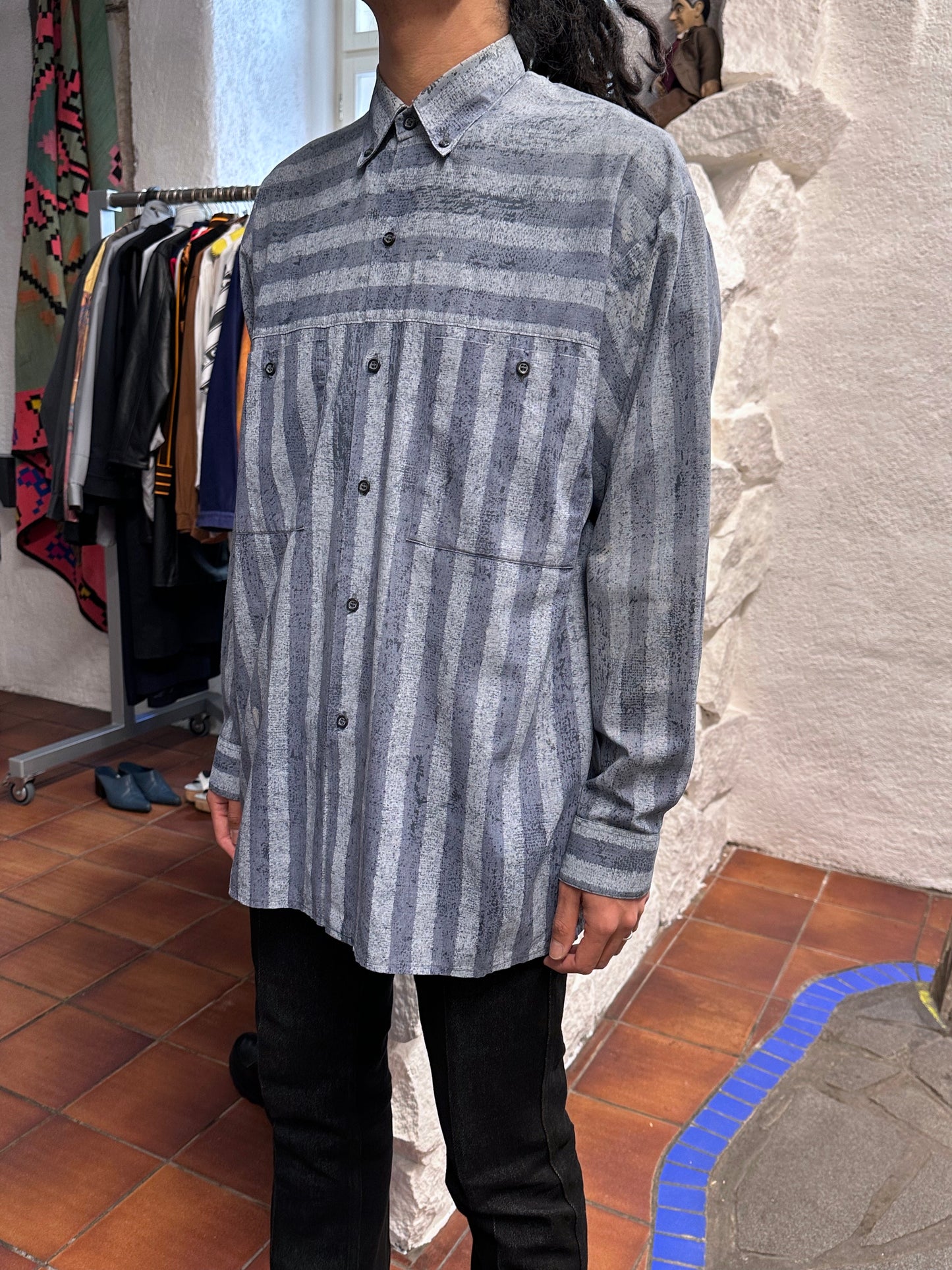 80s German striped shirt