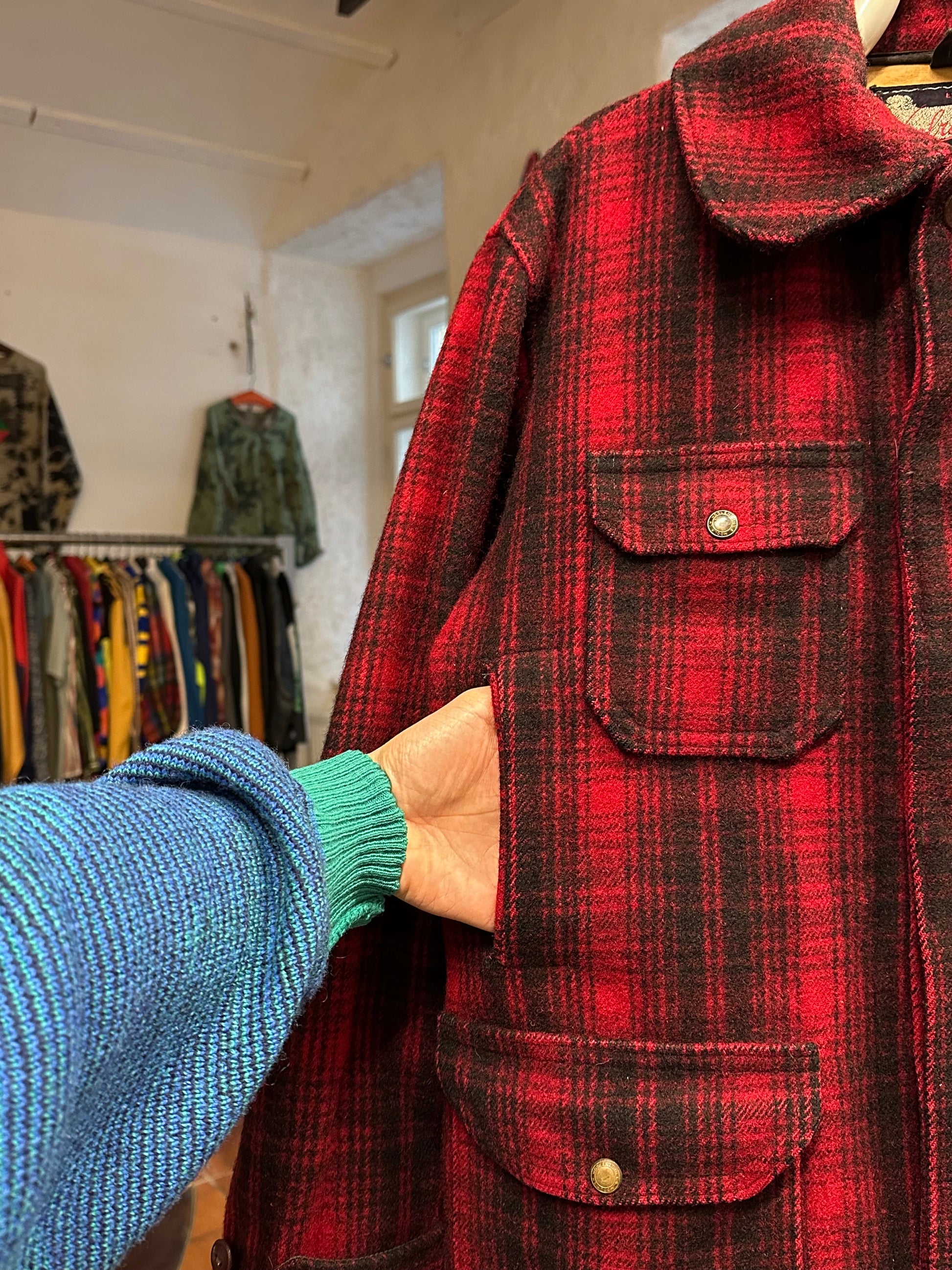 Woolrich Hunting Jacket 50's 60's mackinaw マッキノウ ハンティング Toto Praha Prague プラハ 古着屋 古着 Vintage store Vintage clothing ウールリッチ ハンティングジャケット 50年代 60年代 Made in USA アメリカ古着 ヴィンテージ ユーロ古着 ヨーロッパ古着 Wool Jacket Coat