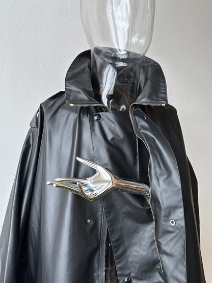 1982 French Military black rubber coat 80年代 フランス軍 レインコート ラバー 黒 Army Toto Praha Vintage clothing shop Antique shop 古着屋 プラハ Showroom appointment Prague ユーロ古着 ヨーロッパ古着 古着卸 ヴィンテージ