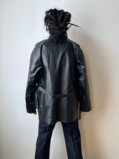 1982 French Military black rubber coat 80年代 フランス軍 レインコート ラバー 黒 Army Toto Praha Vintage clothing shop Antique shop 古着屋 プラハ Showroom appointment Prague ユーロ古着 ヨーロッパ古着 古着卸 ヴィンテージ