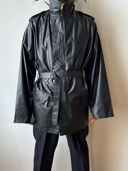 1982 French Military black rubber coat 80年代 フランス軍 レインコート ラバー 黒 Army Toto Praha Vintage clothing shop Antique shop 古着屋 プラハ Showroom appointment Prague ユーロ古着 ヨーロッパ古着 古着卸 ヴィンテージ