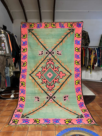 Turkish floral bit motif kilim rug