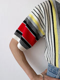 80's modern striped sweater