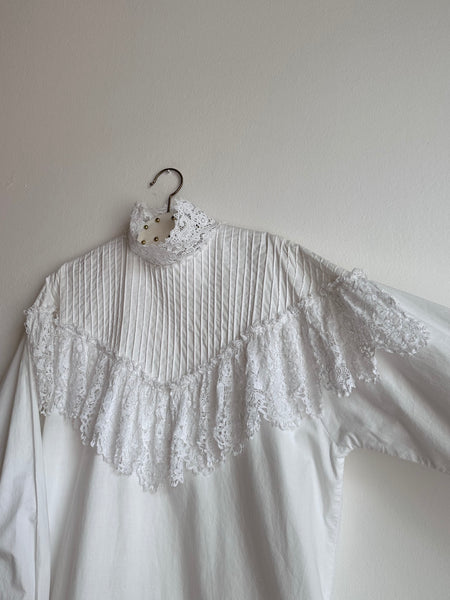 lace blouse antique vintage cotton white shirt 