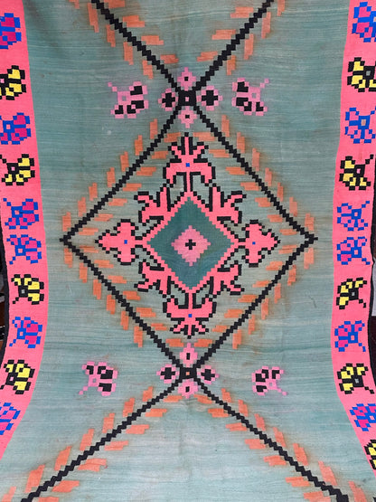 Turkish floral bit motif kilim rug