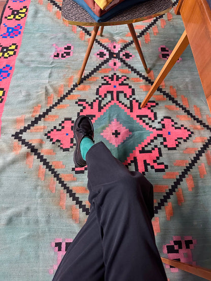 Turkish floral bit motif kilim rug