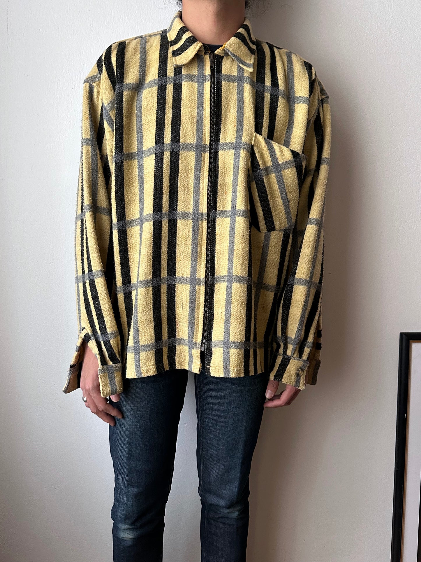 70s Handmade zip-up shirt